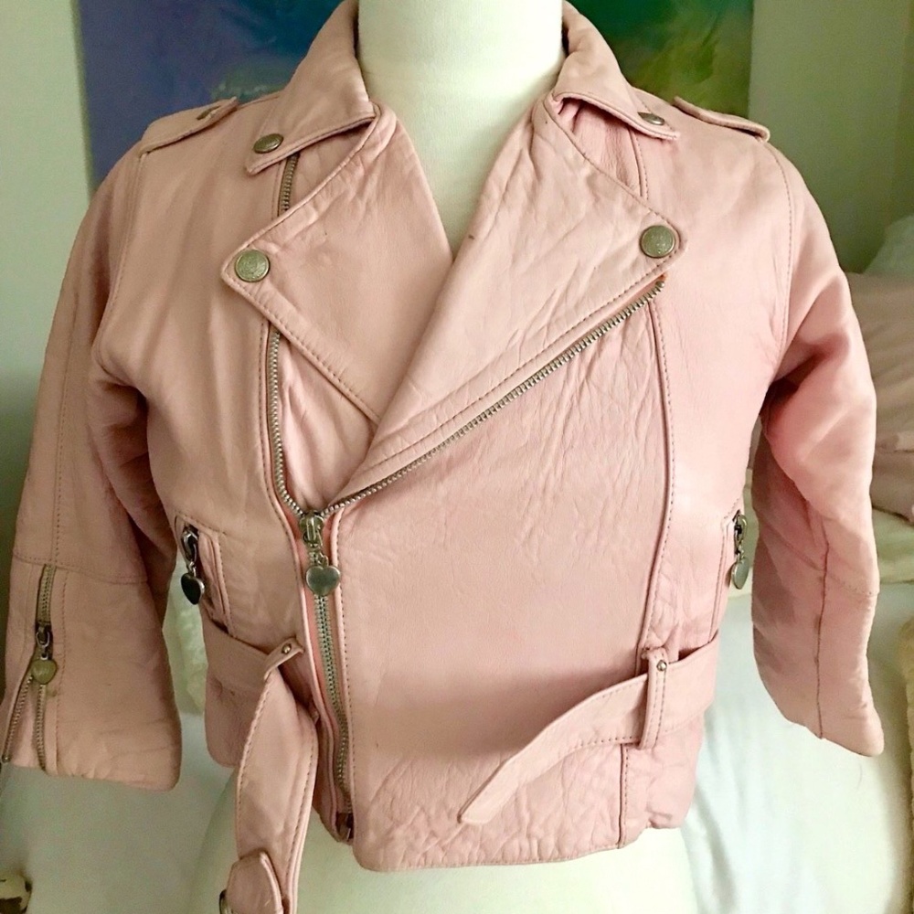 Vintage Pink Cafe Motorcycle Leather Jacket